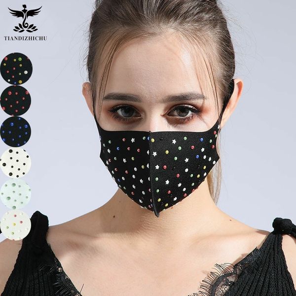 

black fashion dustproof cotton mask creative color three-dimensional pearl solid