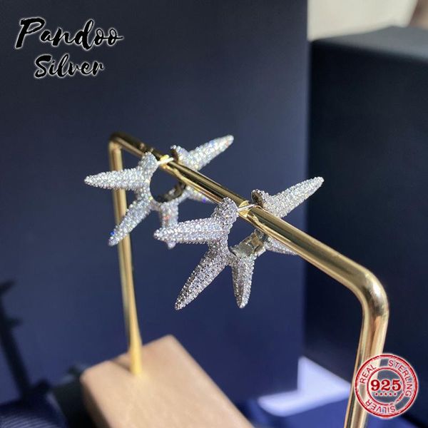 

hoop & huggie s925 sterling silver jewelry 1:1 copy, ear rings five spike punk earring for women fashion gifts, Golden;silver