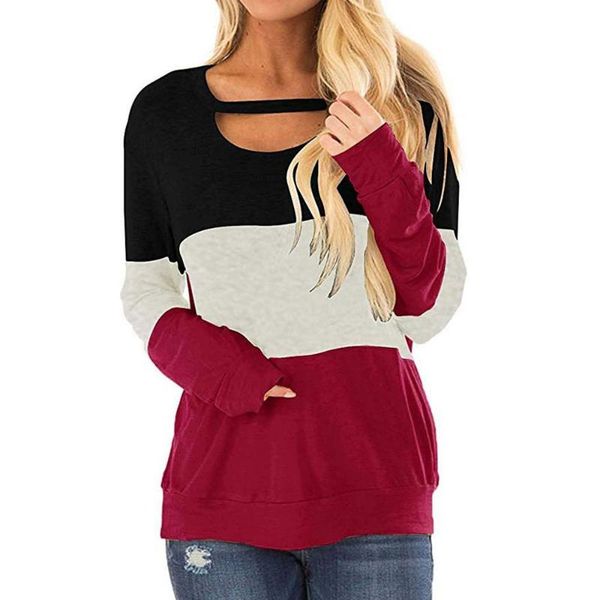 

blouse ladies chest cutout color block tunic long sleeve shirt blusen damen tunique longue femme t@ women's blouses & shirts, White