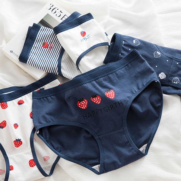 

5pcs/lot printed panties women cotton underwear seamless lovely panties girls breathable briefs lingerie cute lady boxers 210720, Black;pink