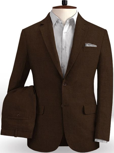 

men's suits & blazers 2021 dark brown linen men beach wedding for custom made breathable summer suit tailored groom tuxedo, White;black