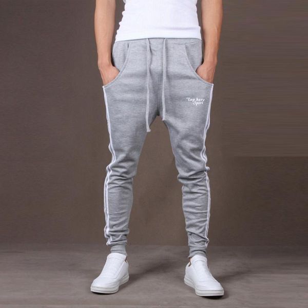 

men's pants 2021 men joggers splicing print male trousers overalls casual sweatpants jogger elastic sports gyms fitness workout, Black