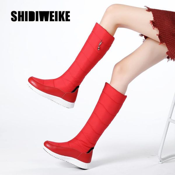 

boots 2021 russia fashion arrival winter snow women keep warm flat platform shoes woman knee high v2561, Black