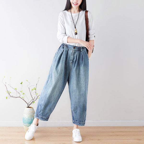 

2021 blue denim brem pants the ladies of superior quality cargo jeans