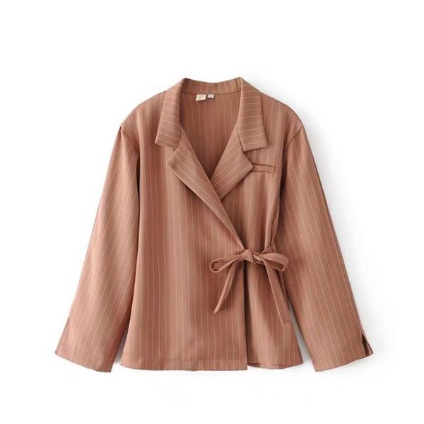 

women's suits & blazers stripes women japanese style autumn fashion blazer office ladies lace-up long sleeve notched coats for female 2, White;black