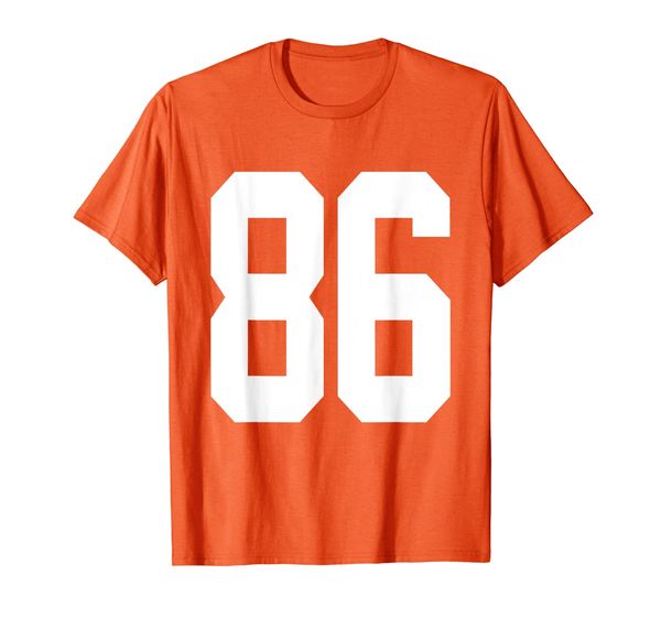 

number 86 jersey style white print t-shirt, White;black