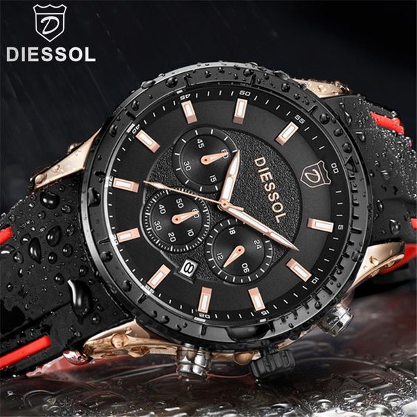 

wristwatches diessol mens watches business quartz watch men casual waterproof sport wristwatch relogio masculino, Slivery;brown