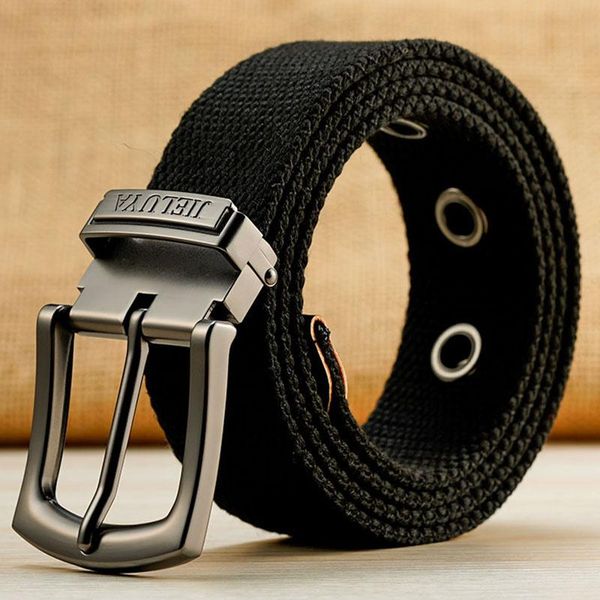 

belts 130 140 150 160cm canvas military tactical belt man alloy pin buckle stripe casual jeans women outdoor, Black;brown