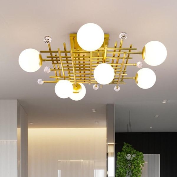 

ceiling lights nordic luxury crystal led lamp living room bedroom creative metal fixtures designer simple glass gold lighting