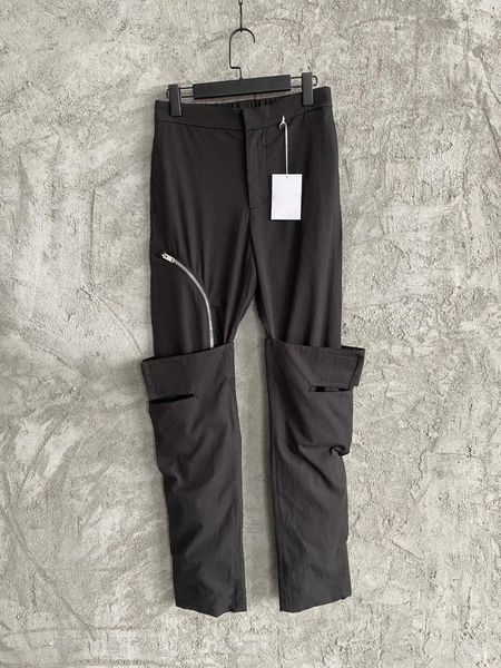 

men's pants men slant zipper casual, Black
