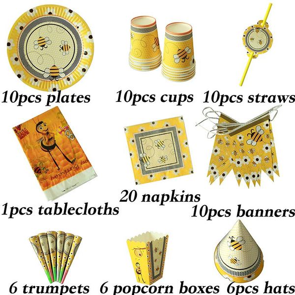 

packaging dinner service butterfly bee theme birthday party decorations baby shower supplies movie disposable plates cups napkins banners