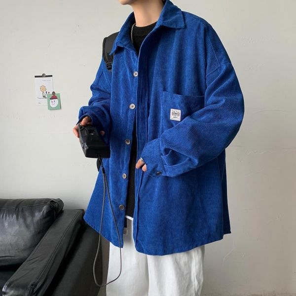

men's casual shirts corduroy men for clothing harajuku black shirt korean style long sleeve vintage clothes streetwear 2021, White;black
