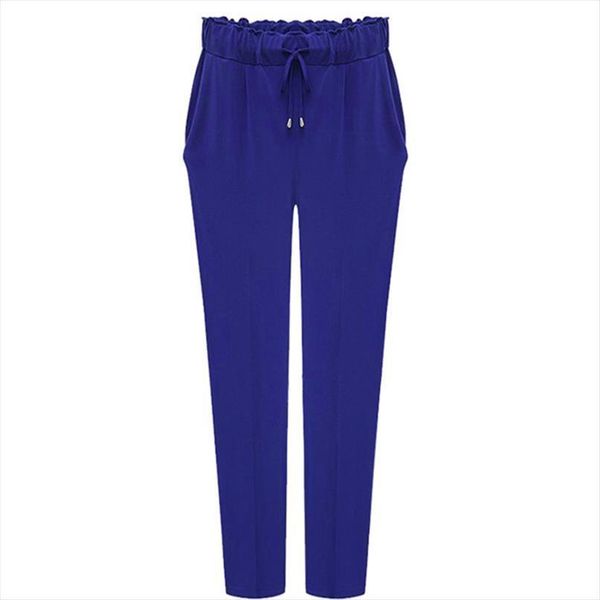 

summer casual loose black blue women pants pencil elastic waist trousers pantalones plus size female pant 6xl 50, Black;white
