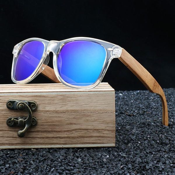 

sunglasses men 2021 wrap square natural bamboo sun glasses transparent frame original handmade beauty female polarized, White;black