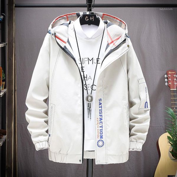 

men's jackets 2021 autumn clothes men jacket size 3xl outwear hooded coat slim parka fashion printed utility for1, Black;brown