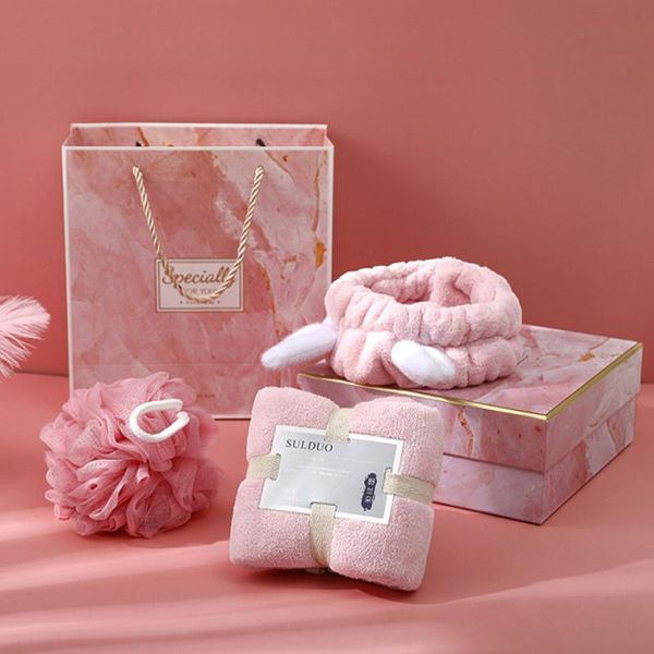 

sister birthday mothers day return gift for wedding girl pajama party gifts gray milky bath ball towel hairband favor