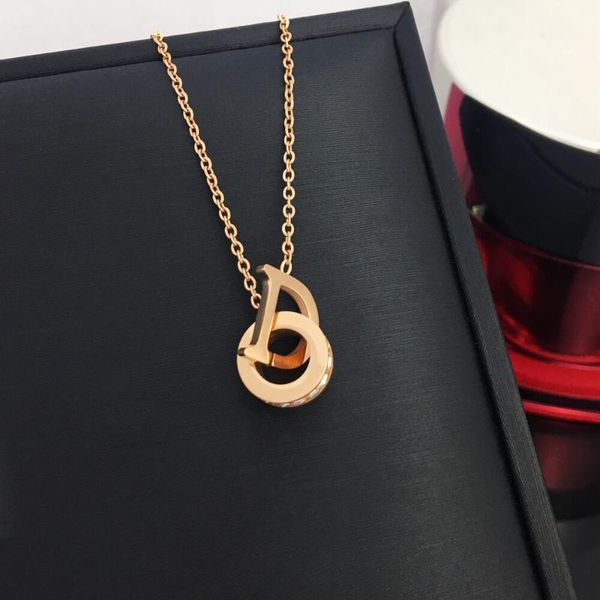 

chokers charm d letter stainless steel crystal necklace for women choker collares clavicle chain fashion simple trendy pendants jewelry, Golden;silver