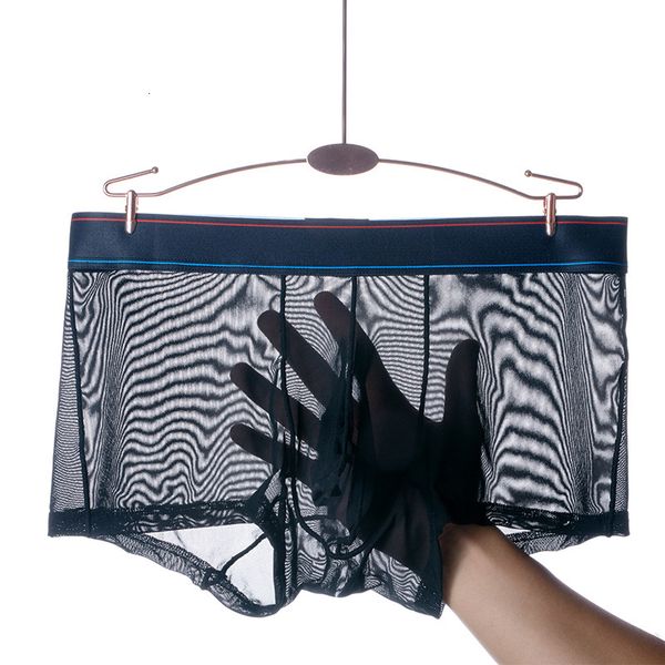 

new elastic separation underwear men's transparent gauze elephant trunk fun pants, Black;white