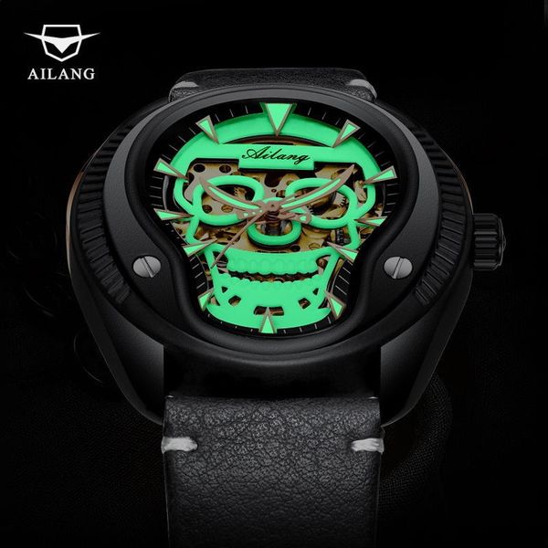 

ailang creative automatic clock men fire luxury skeleton gentlemen polshorlogie sapphire gear military relogio masculino, Slivery;brown