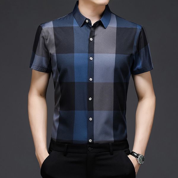 

mens casual shirt tees british style business work clothes fashion geometric striped print boys summer t-shirt wholesale, White;black