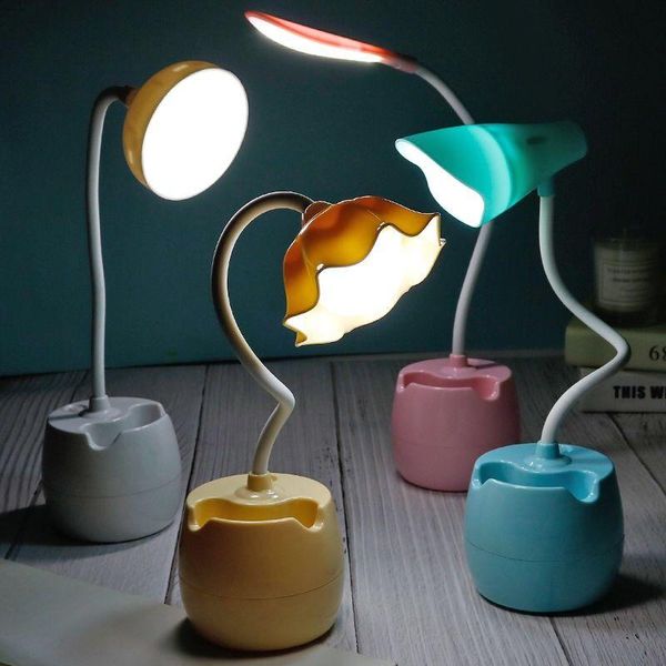 

table lamps led desk lamp eye protection learning girl's heart dormitory usb charging plug in reading bedroom bedside
