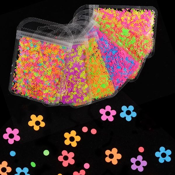 

nail art decorations neon flower shape slice sequins mixed colors 4mm flake decoration accessories for diy manicure design, Silver;gold