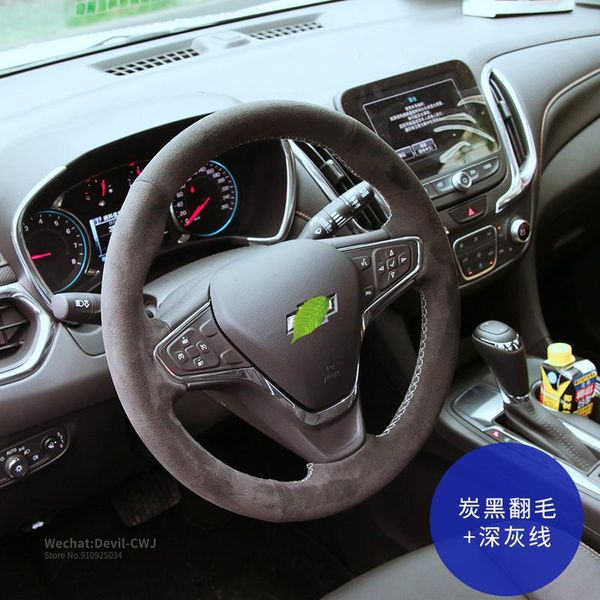 

Steering wheel cover for Chevrolet Equinox Malibu Cavalier Captiva XL Cruze hand-stitch Suede leather grip interior accessories
