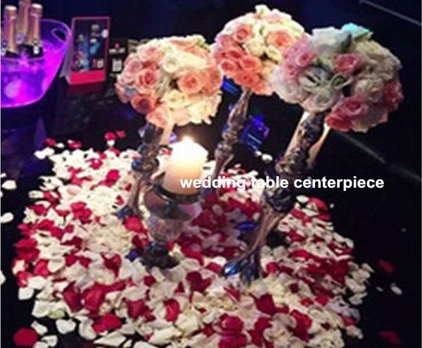 

style mental gold iron wedding lead road flower decoration pillar vase stand party