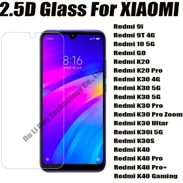 2.5D 0.33 мм Закаленное стекло Телефон Protector для Xiaomi Redmi Red Mi K40 Pro Plus Gaming K30S K30i K20 9T 9i Go 4G 5G
