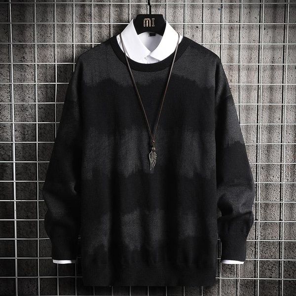 

men's sweaters glacialwhale oversized mens knitted sweater 2021 striped gradient jumper pullover hip hop harajuku black men, White;black