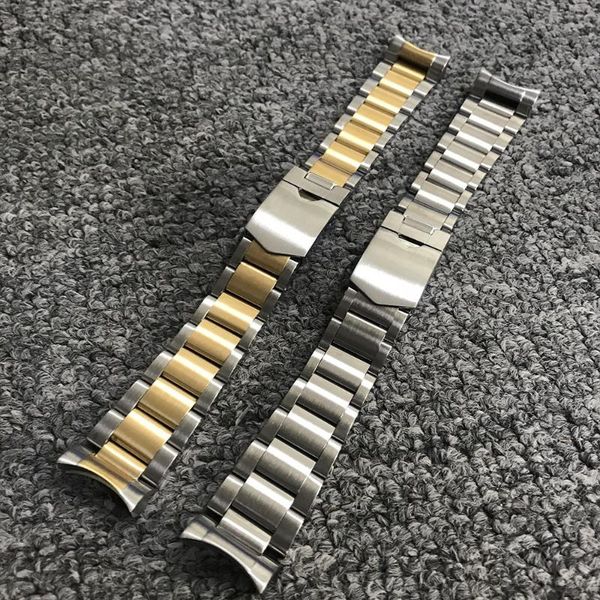 

watch bands carlywet 22mm silver middle gold 316l stainless steel band straps watchbands for black bay, Black;brown