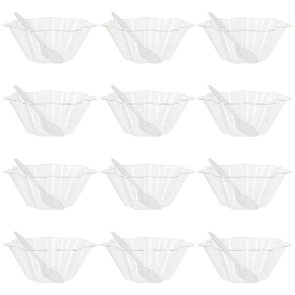 

bowls dessert disposable ice cream pudding cups with spoons