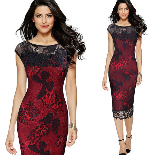 

plus size lace embroidery dress dress fashion pencil dress, Black;gray