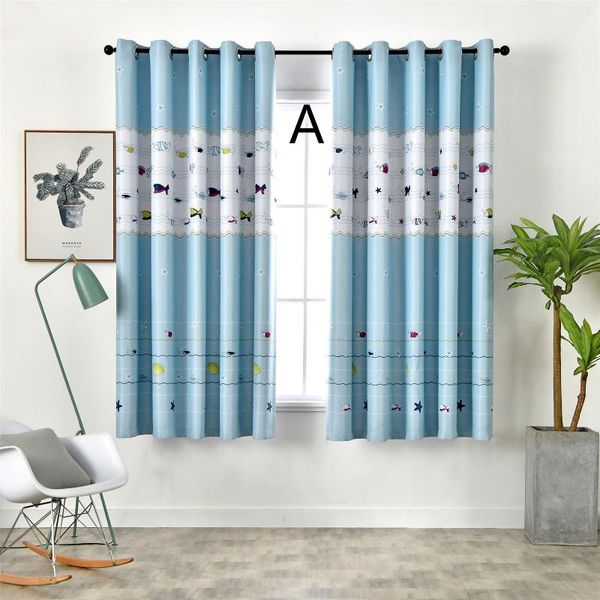 

blackout short curtains sea fish pattern for living room bedroom kitchen window treatments home decoration drapes jl2828 curtain &