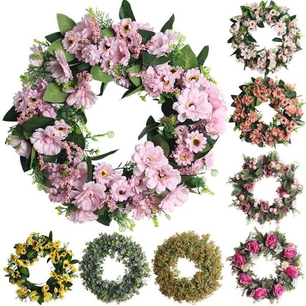 

decorative flowers & wreaths 1pc 45cm round artificial garland handmade rattan wreath wedding party flower
