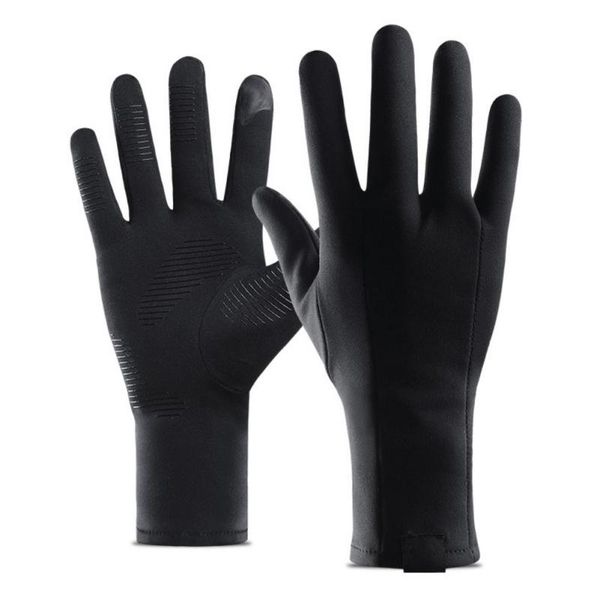 

warm bike gloves thermal windproof touch screen full finger cycling long equipment, Black