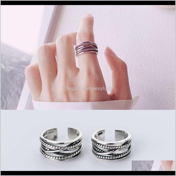 

cluster rings jewelry drop delivery 2021 s925 couple male and female thai sier woven open national style pair ring j3295 2ud9o, Golden;silver