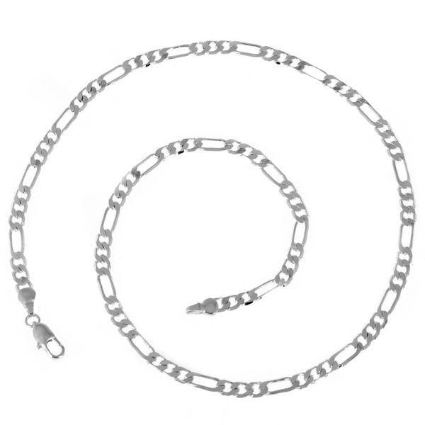 

chains 1 pcs fashion men silver plated 4mm italy design chain necklace 16-30inch