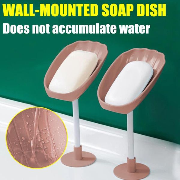 

soap dishes #00 box rotating layer plastic leaf suction cup draining case holder for bathroom dish shelf storage 2021