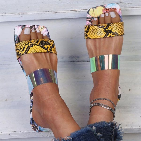

lapolaka mixed colors slides flat heel shallow summer snake prints women shoes fashion slippers big size 36-43, Black