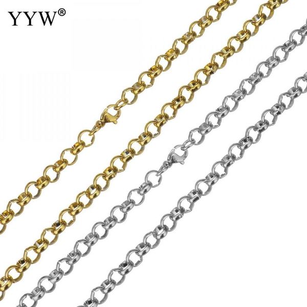 

stainless steel chain necklace simple design charms men women hollow naszyjnik rolo jewelry accessories chains, Silver