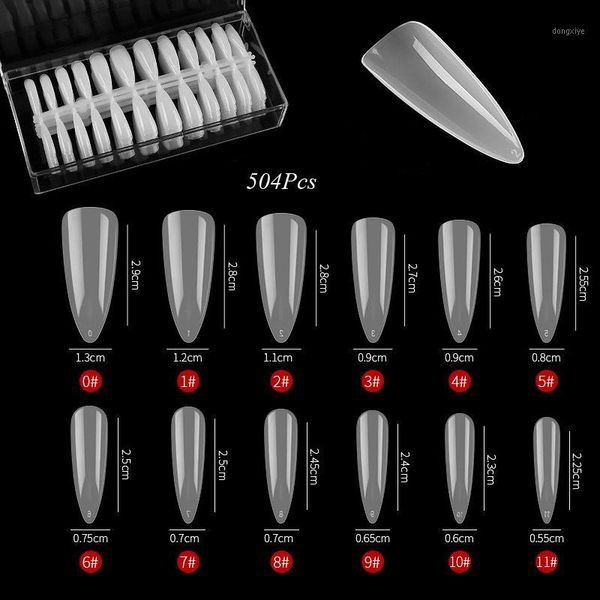 

selling 504pcs/ box ballerina coffin false nail tips 12 sizes full cover almond manicure fake tips1