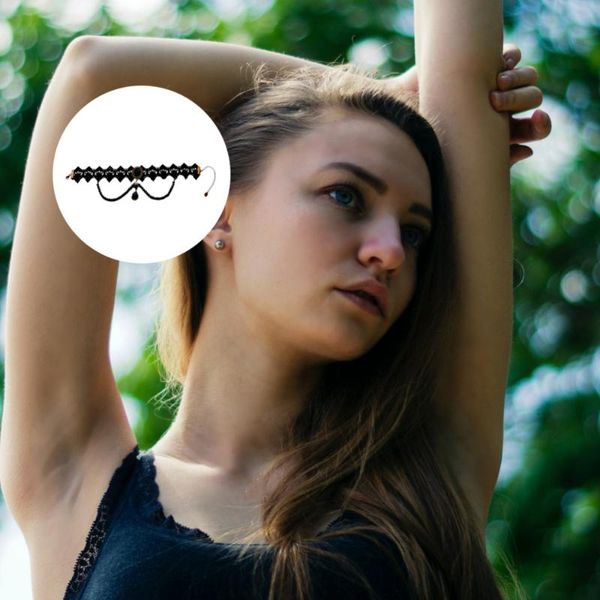 

pendant necklaces female clavicle chain summer lace necklace fashion neck accessories black, Silver