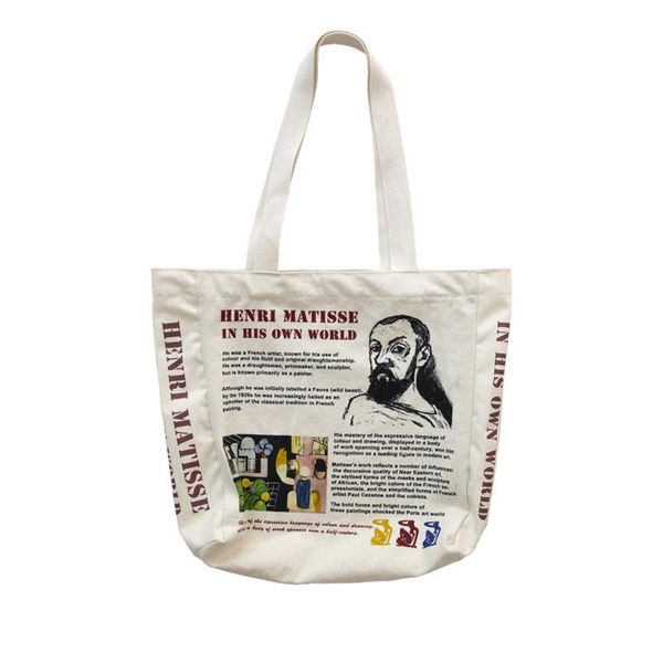

evening bags original women canvas tote bag 2021 "henri matisse" shoulder large capacity students books daily shopping handbag