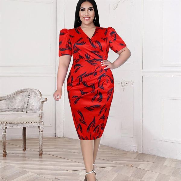 

red print plus size womens dress short sleeve v neck bodycon high waist evening birthday party robe woman dropshiping, Black;gray