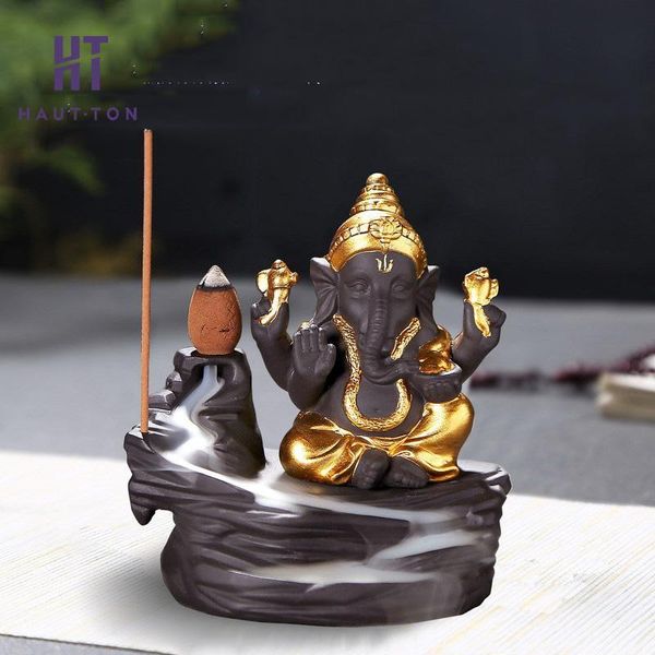

fragrance lamps purple sand home decor ganesha elephant smoke backflow censer stick incense holder for smell decoration