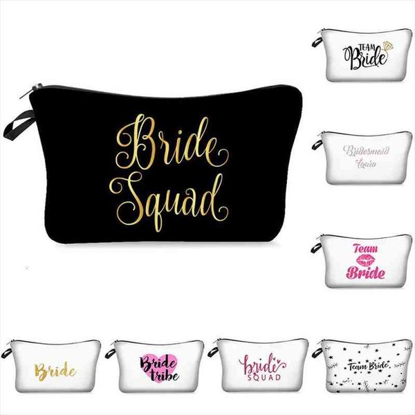 

team bride tribe make cosmetic bag up women bridesmaid wedding bachelorette party makeup pouch beauty case toiletry