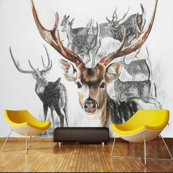 

wallpapers dropship custom 3d wallpaper hand painted elk modern tv background wall mural living room bedroom restaurant