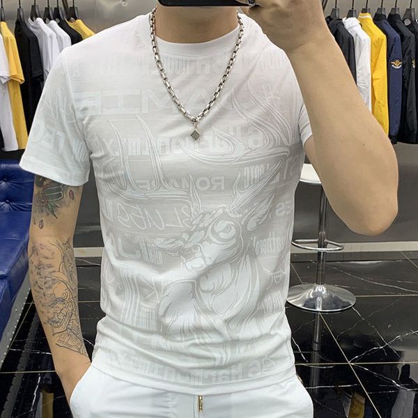 

t shirt 2021 fashion brand ice silk short sleeve for men, White;black