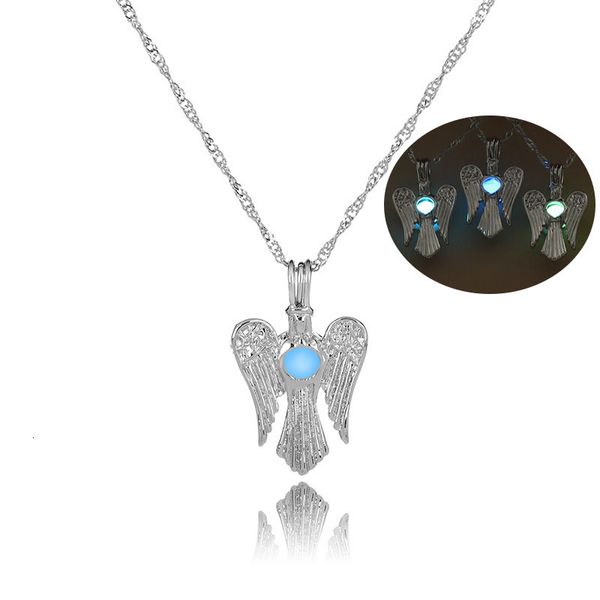 

style creative can open luminous angel necklace selling diy jewelry, Silver